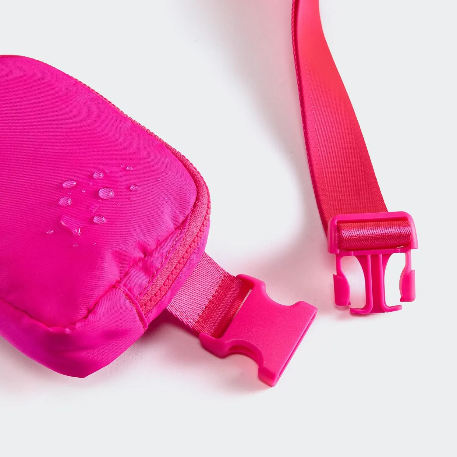 𝗙𝗟𝗬𝗢𝗢𝗞 Unisex Mini 𝗕𝗲𝗹𝘁 𝗕𝗮𝗴 and Extender Strap, Adjustable Strap Nylon Cross Body Sling Bag for Workout, Running, Traveling, Hiking. (Sonic Pink)