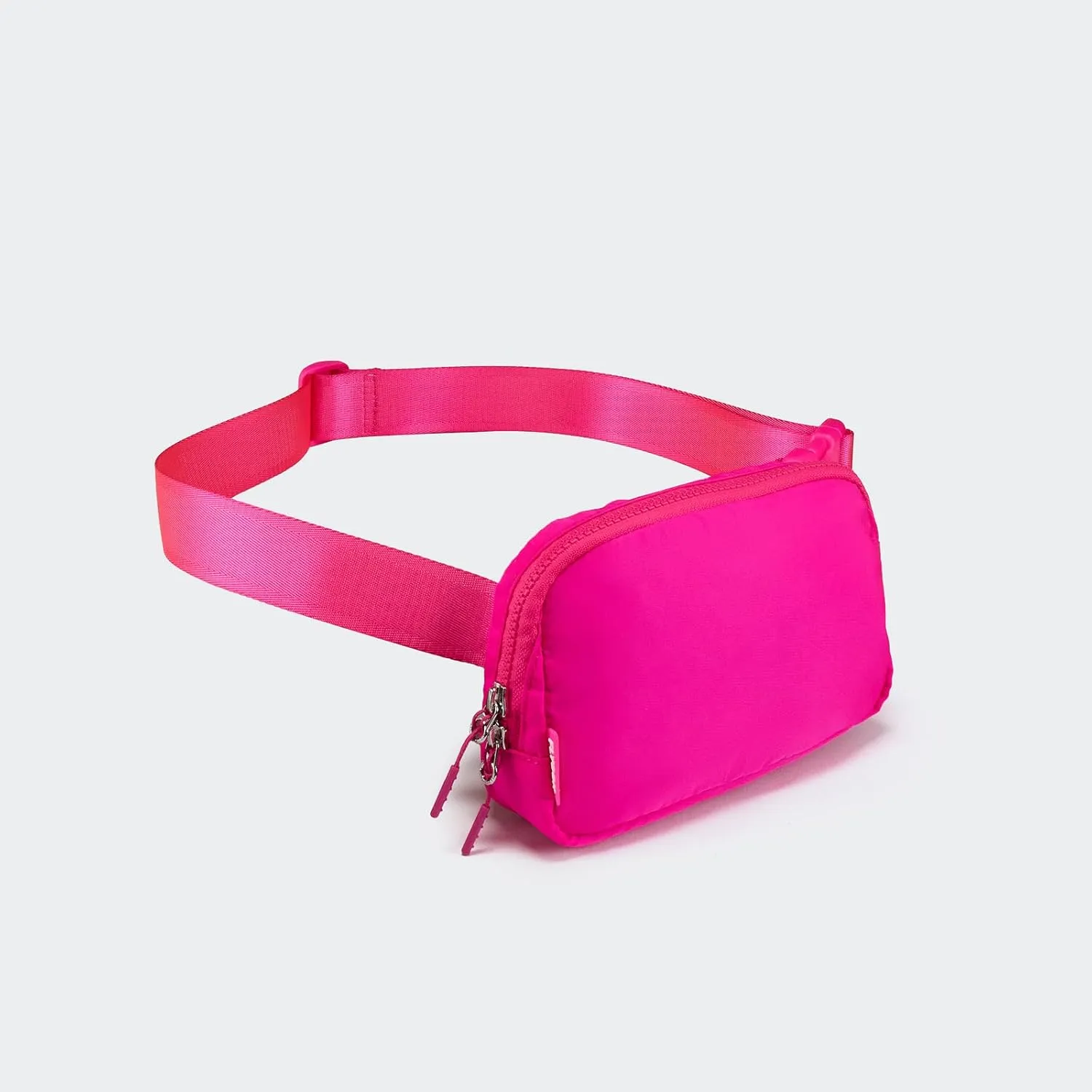 𝗙𝗟𝗬𝗢𝗢𝗞 Unisex Mini 𝗕𝗲𝗹𝘁 𝗕𝗮𝗴 and Extender Strap, Adjustable Strap Nylon Cross Body Sling Bag for Workout, Running, Traveling, Hiking. (Sonic Pink)