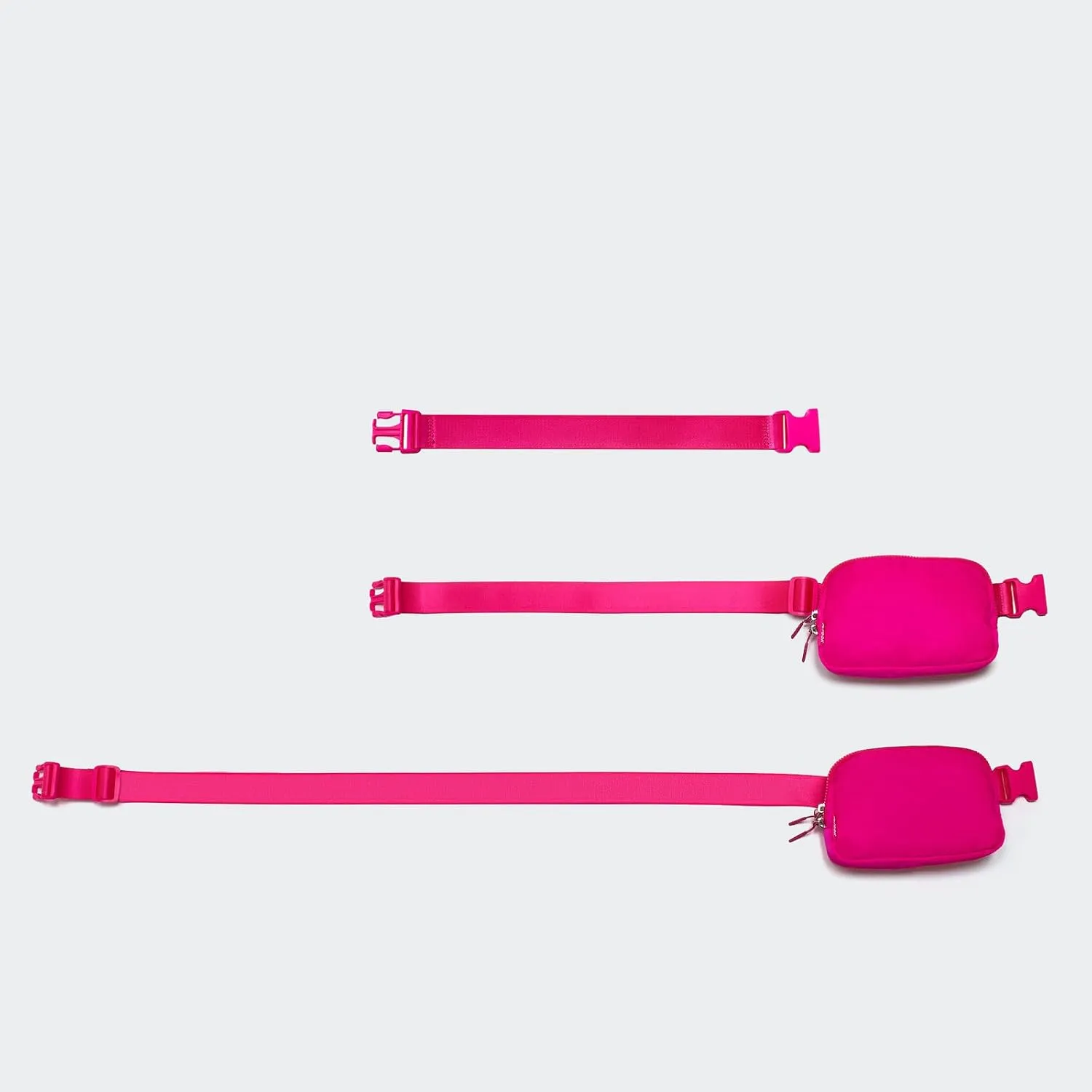 𝗙𝗟𝗬𝗢𝗢𝗞 Unisex Mini 𝗕𝗲𝗹𝘁 𝗕𝗮𝗴 and Extender Strap, Adjustable Strap Nylon Cross Body Sling Bag for Workout, Running, Traveling, Hiking. (Sonic Pink)