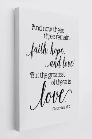 1 Corinthians 13:13And Now These Three Remains Faith Hope And Love Wall Art Canvas Farmhouse Corinthian Theme 11x14 Inch Prints Decor For Home Bedroom Living Room Farmhouse, Gift For Corinthian