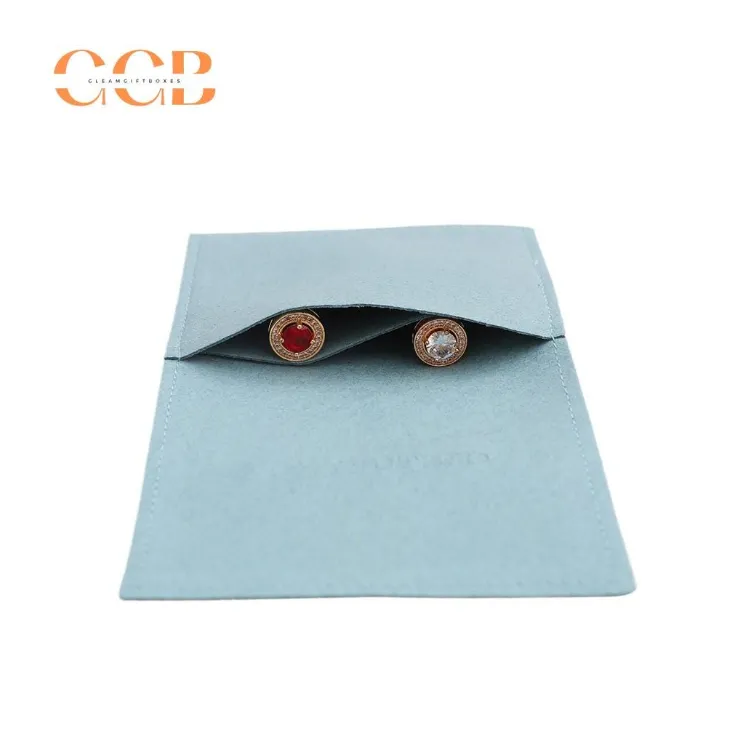 10pcs Blue Microfiber Jewelry Pouches