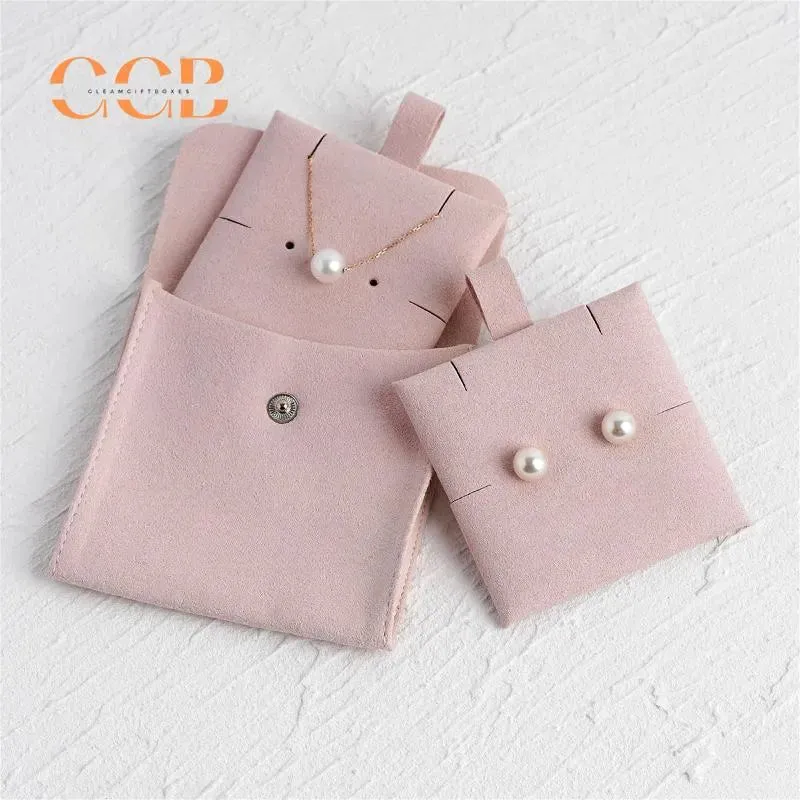 10pcs Pink Microfiber Jewelry Pouches with Insert
