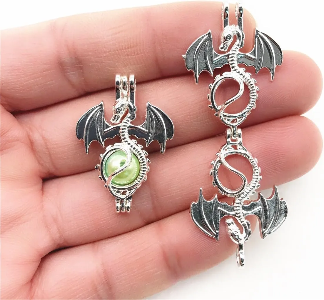 10pcs Silver Pearl Cage Locket Pendants, Essential Oil Diffuser DIY Necklace Bracelet Jewelry Making Craft, Bulk Beads Aromatherapy Diffuser Charms Gifts for Women Girls