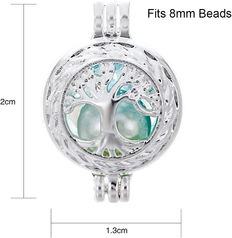10pcs Silver Pearl Cage Locket Pendants, Essential Oil Diffuser DIY Necklace Bracelet Jewelry Making Craft, Bulk Beads Aromatherapy Diffuser Charms Gifts for Women Girls