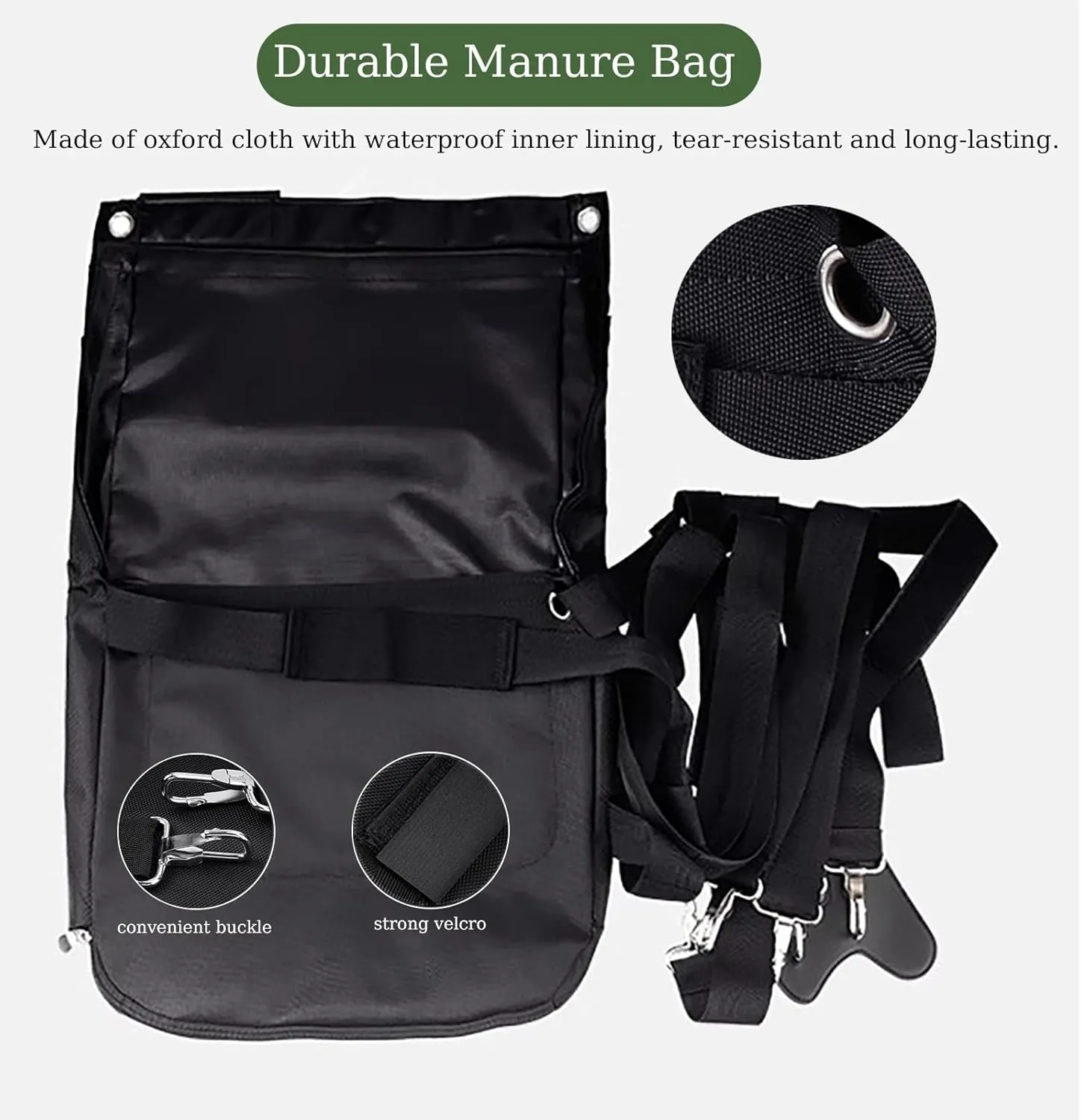 1/2/ 3/4/ 5 PCS Equine Diaper Manure Catcher Bag, Washable Pony Diaper Bag with PU Inner Lining, Portable Horse Muck Collection Bag with Attachment(4PCS,Small)