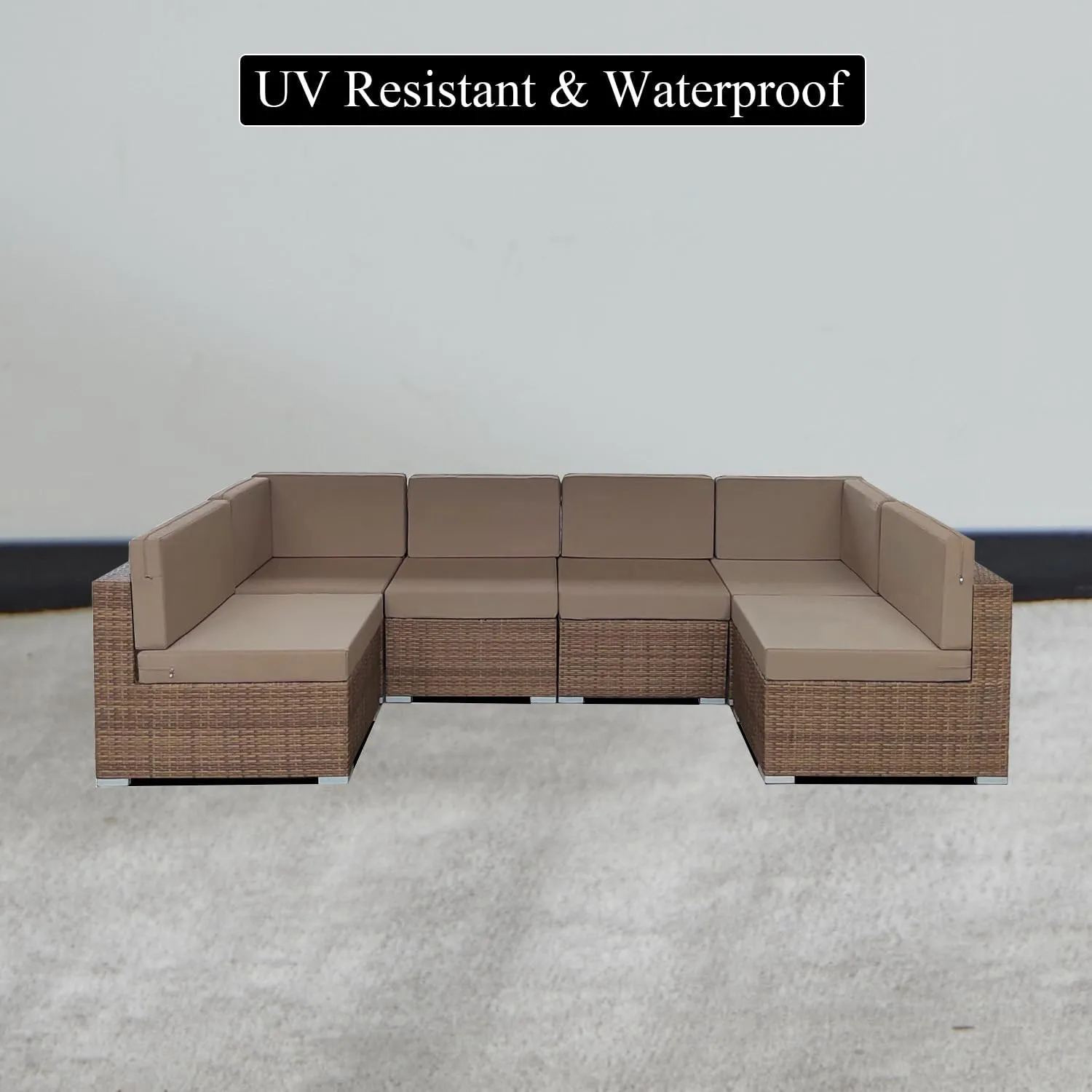14 Pack Outdoor Cushion Covers for Patio Furniture Replacement Waterproof Patio Sofa Cushion Slipcovers with Zipper & Non Slip for 6-Seat Sofa 25.6 x 25.6 Inch, Khaki