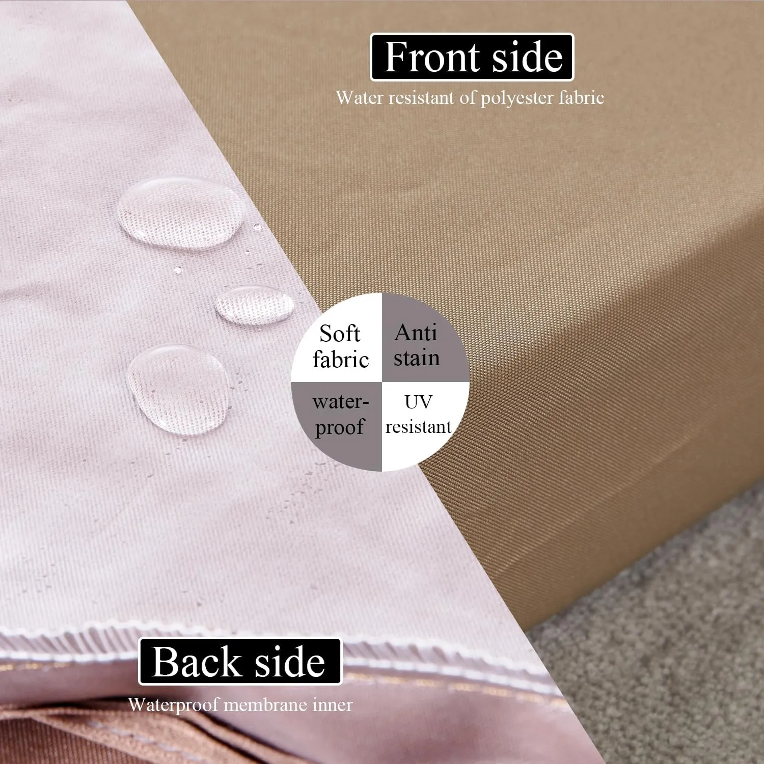 14 Pack Outdoor Cushion Covers for Patio Furniture Replacement Waterproof Patio Sofa Cushion Slipcovers with Zipper & Non Slip for 6-Seat Sofa 25.6 x 25.6 Inch, Khaki