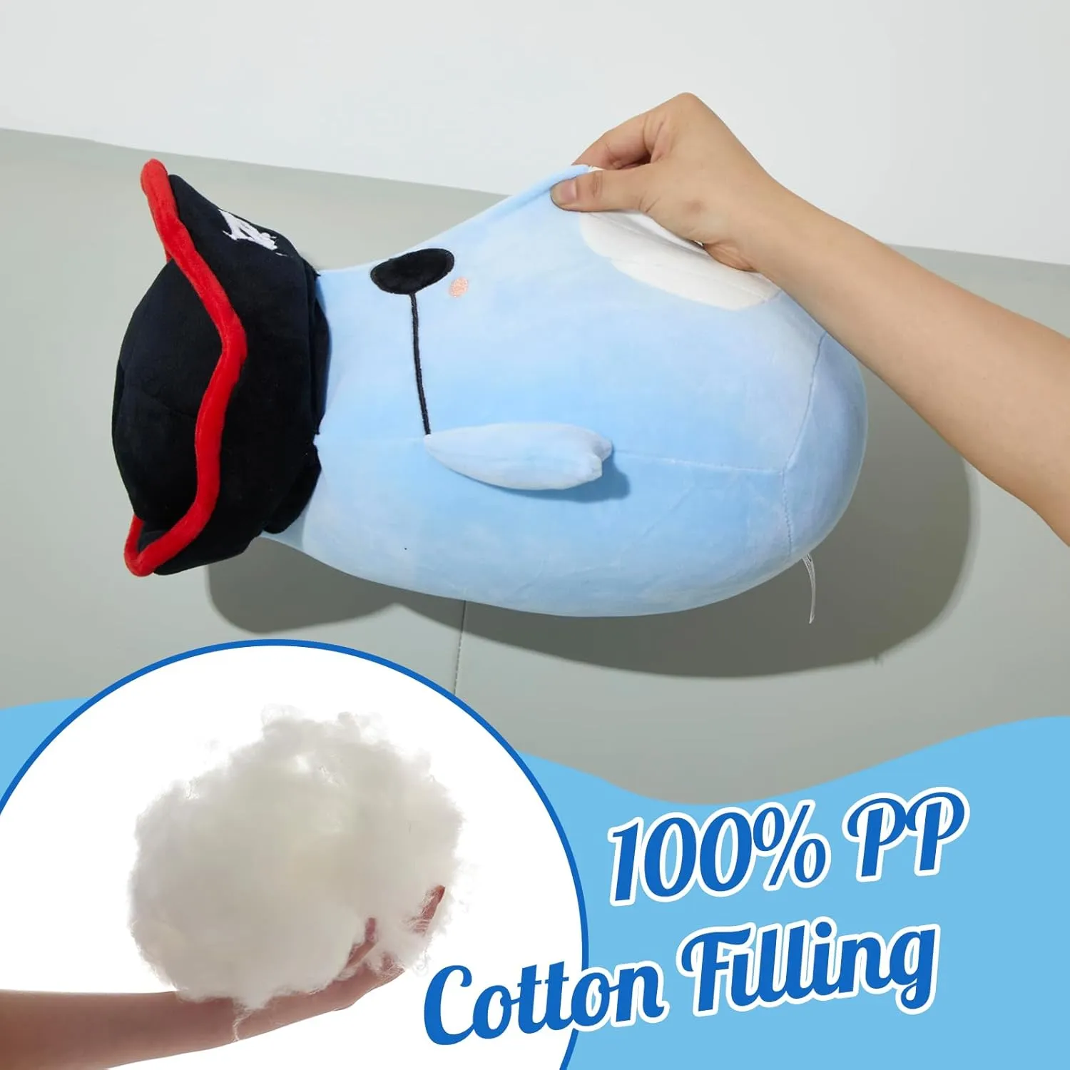 14” Pirate Whale Plush Pillow Stuffed Animals Original Plushie Cute Soft for Boys Girls