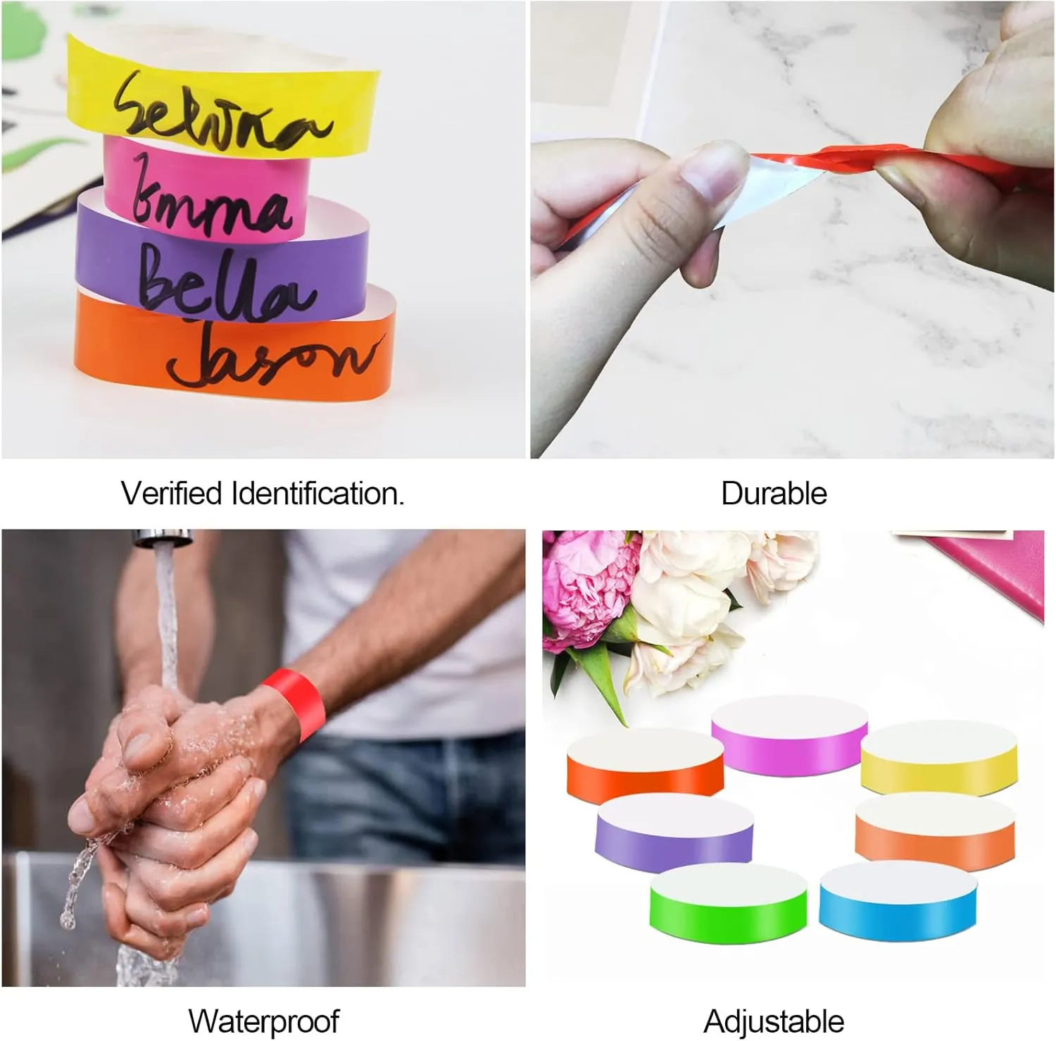1400 Packs Paper Wristbands for Events, 7 Colors Waterproof Neon Party Wristbands Armband Paper Bracelets Identification Wristbands for Concert Club Bar Entrance Admission Party