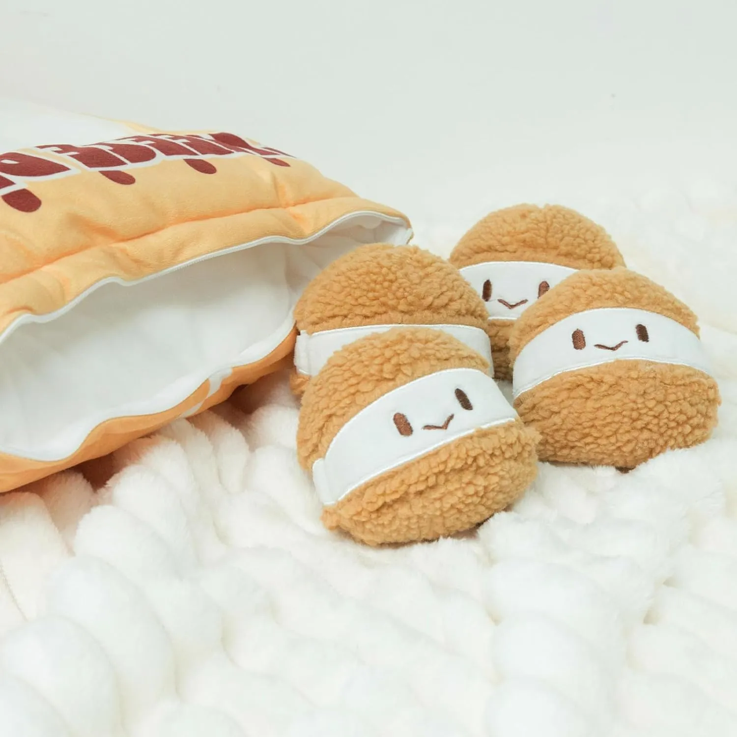15" × 19" Cheesy Puffs Throw Pillows, Decorative Stuffed Plush Toys Cute Removable Food Plushie for Bed Couch Room Decor