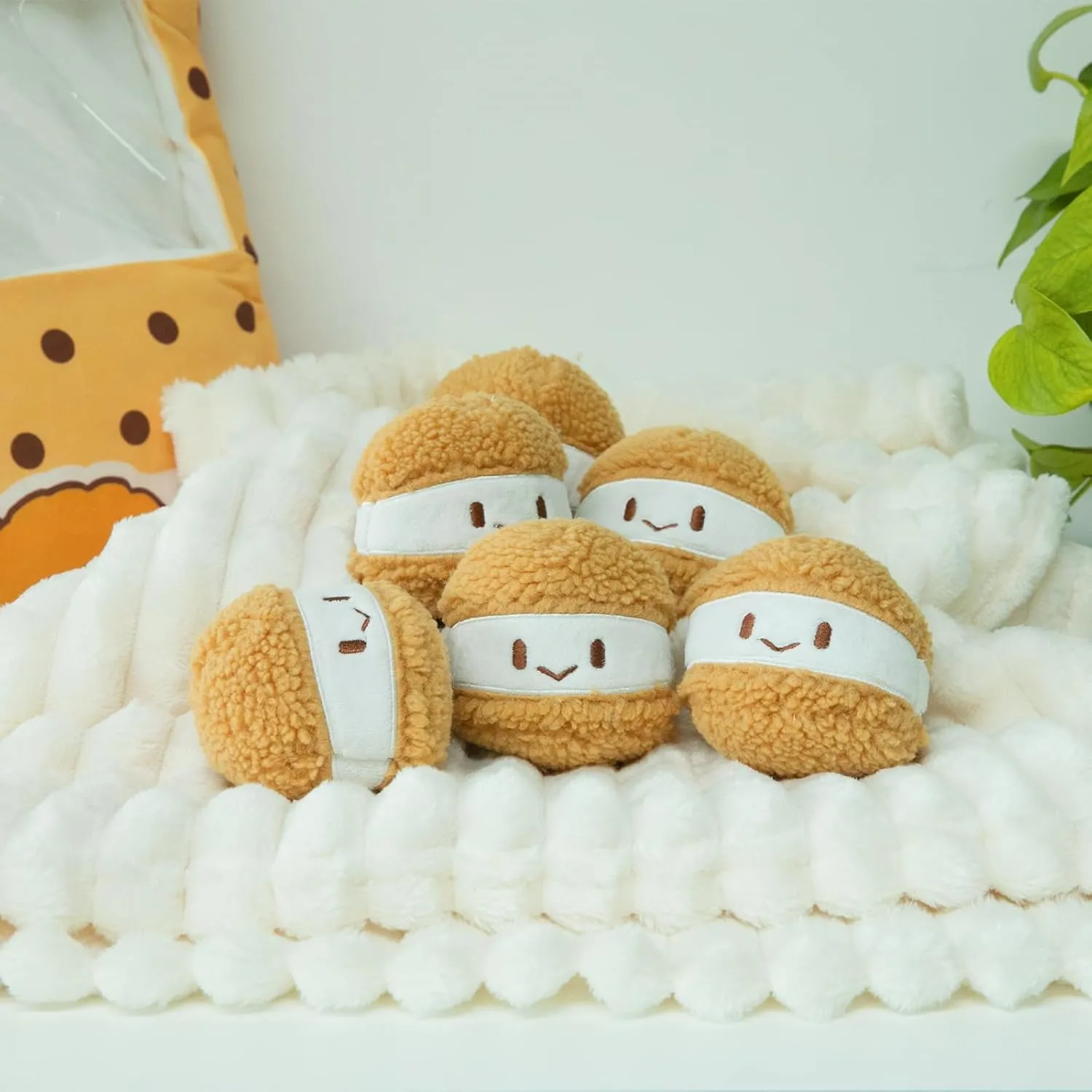 15" × 19" Cheesy Puffs Throw Pillows, Decorative Stuffed Plush Toys Cute Removable Food Plushie for Bed Couch Room Decor