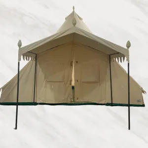 19.68x13.1ft Canvas Bell Tent for Glamping, 4-Season Heavy Cotton Yurt Tent with 8.53x6.56ft Porch, Family Camping, Hunting, Outdoor (Beige) (British)