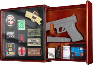 1TG Concealment Furniture, Concealment Shelf Wall Mounted Hidden Storage Box Compartment Furniture Hidden Shelf Wooden Picture Photo Frame with Patches Display Panel(Red Brown)