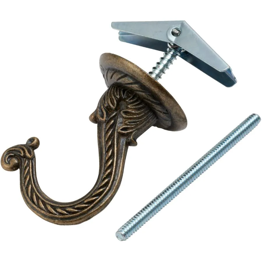 2-1/4" Antique Brass Swag Ceiling Hook