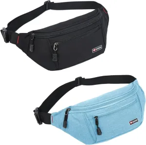 2 Packs Fanny Packs for Men and Women, Water Resistant Sports Waist Pack Bag Hip Bum Bag for Travel Hiking Running