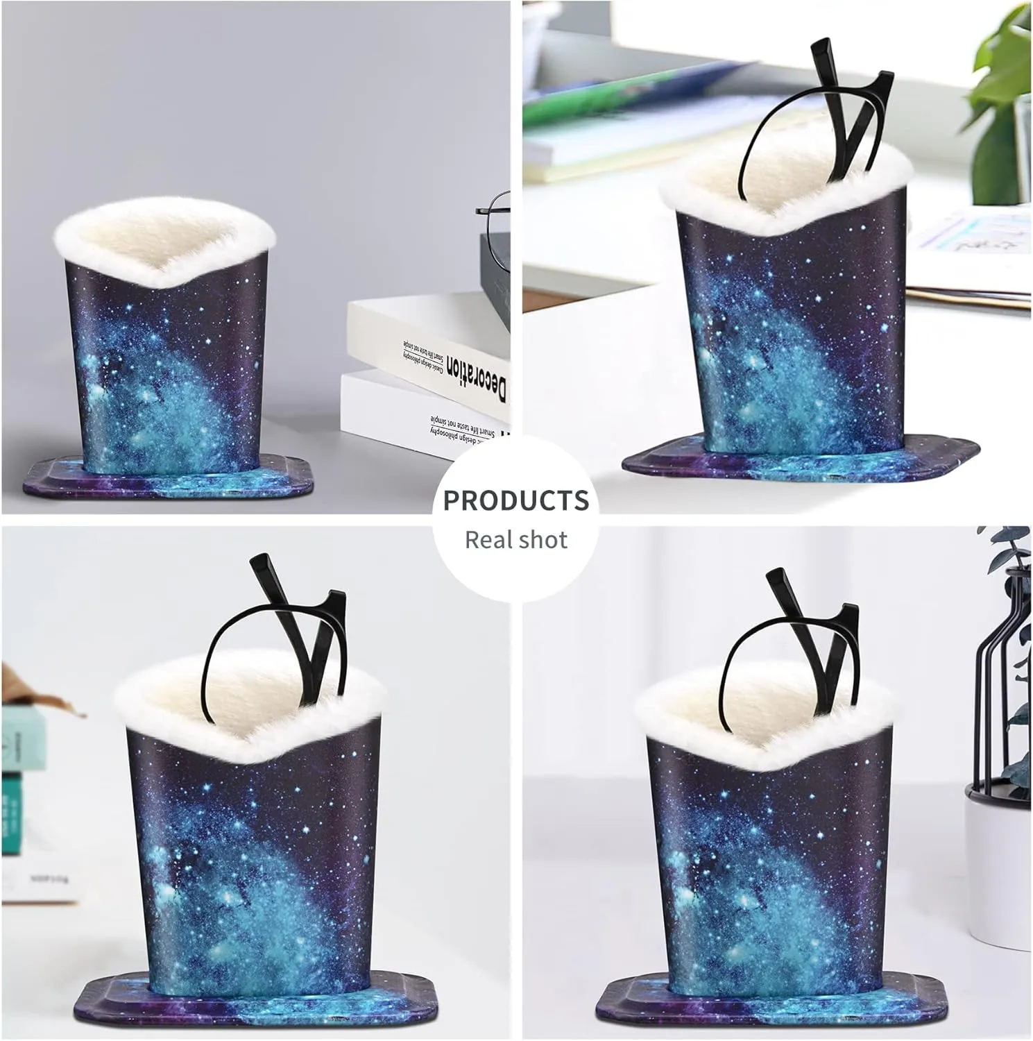 2 Pcs a Set, Plush Lined Eyeglasses Holder Stand Case Protective Glasses Case for Desks