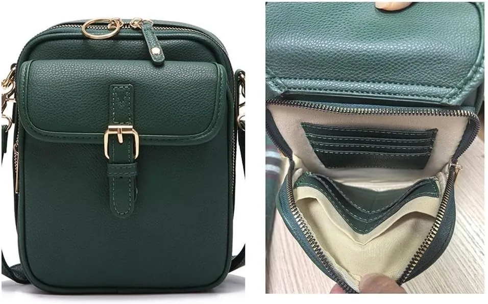 2025 Upgrade Vintage Double Layer Large Capacity Mini Messenger Bag, Leather Small Purse Crossbody Shoulder Bag for Women Men