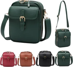 2025 Upgrade Vintage Double Layer Large Capacity Mini Messenger Bag, Leather Small Purse Crossbody Shoulder Bag for Women Men