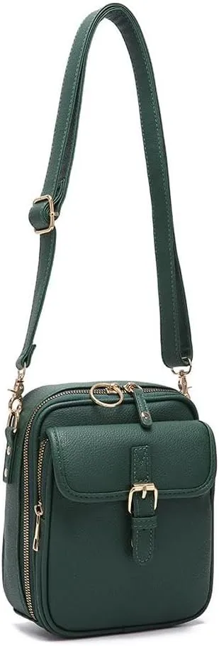 2025 Upgrade Vintage Double Layer Large Capacity Mini Messenger Bag, Leather Small Purse Crossbody Shoulder Bag for Women Men
