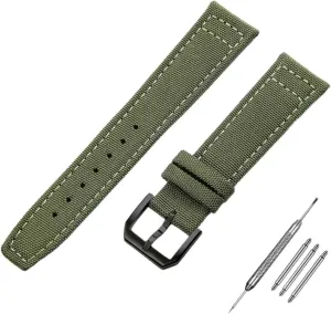 20mm 21mm 22mm Nylon Canvas Watchband for IWC PILOT Portugal PORTOFINO Fabric Watch Strap Folding Buckle Cowhide Leather Belt