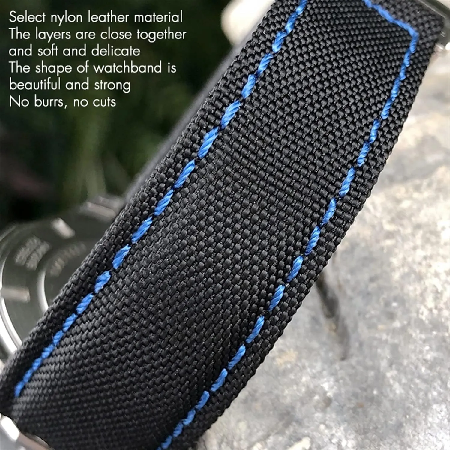 20mm 22mm Watch Bracelets Canvas Nylon Leather Watch Strap Fold Buckle Black Watch Band