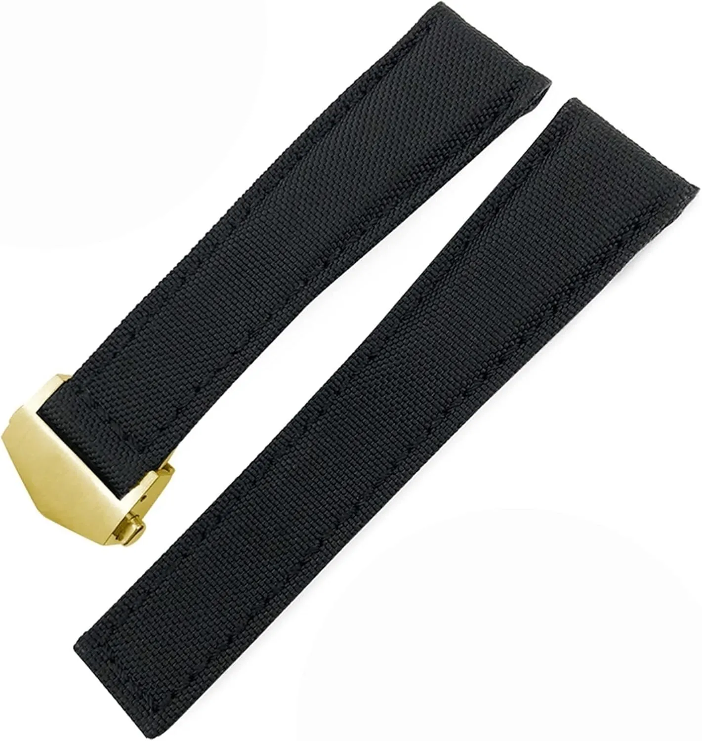 20mm 22mm Watch Bracelets Canvas Nylon Leather Watch Strap Fold Buckle Black Watch Band