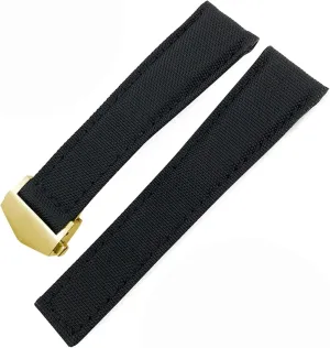 20mm 22mm Watch Bracelets Canvas Nylon Leather Watch Strap Fold Buckle Black Watch Band