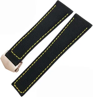 20mm 22mm Watch Bracelets Canvas Nylon Leather Watch Strap Fold Buckle Black Watch Band，For Tag Heuer CARRERA AQUARACER Series Watch Band Replace