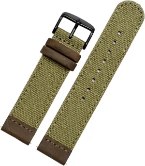 20mm Genuine Leather Army Green Nylon Sport Strap Canvas Quick Release Men Bracelet Watch Band for TIMEX TW4B14200|14100|14000 (Color : 20mm, Size : 20mm)