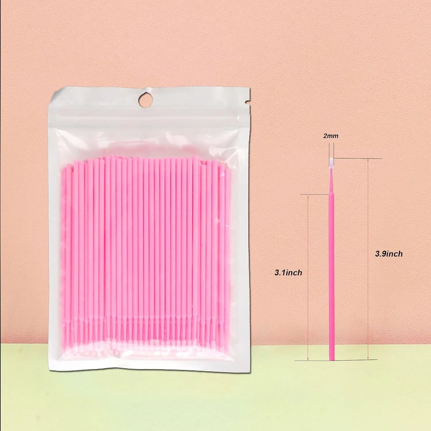 2100PCS Disposable Micro Applicators Brush for Eyelash and Make up Brushes and Personal Care Microswabs Pink (Head Diameter: 2.0mm)
