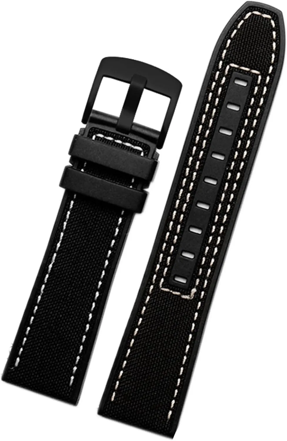 22mm Canvas Rubber Watch Strap Men Wrist Band Bracelet for MIDO M038/M038431A Series Soft Watchbands (Color : Black Black, Size : 22mm)
