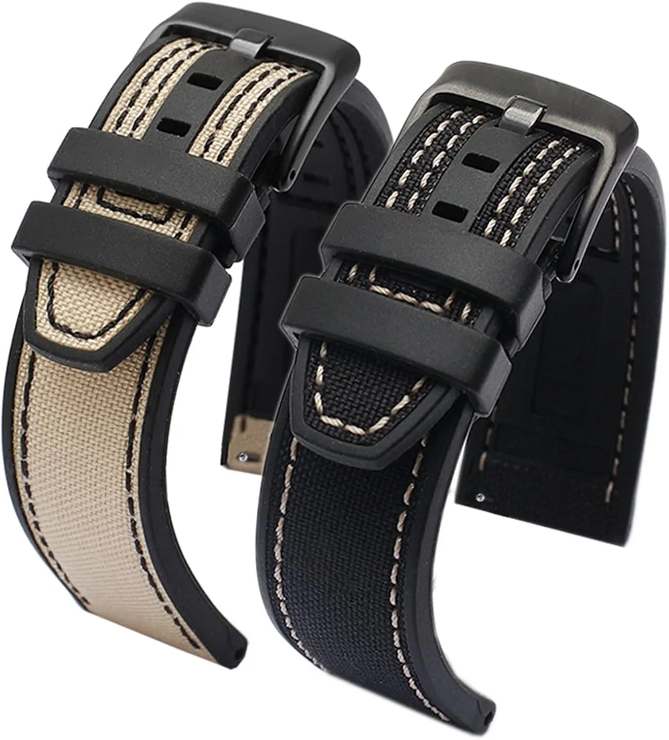 22mm Canvas Rubber Watch Strap Men Wrist Band Bracelet for MIDO M038/M038431A Series Soft Watchbands (Color : Black Black, Size : 22mm)