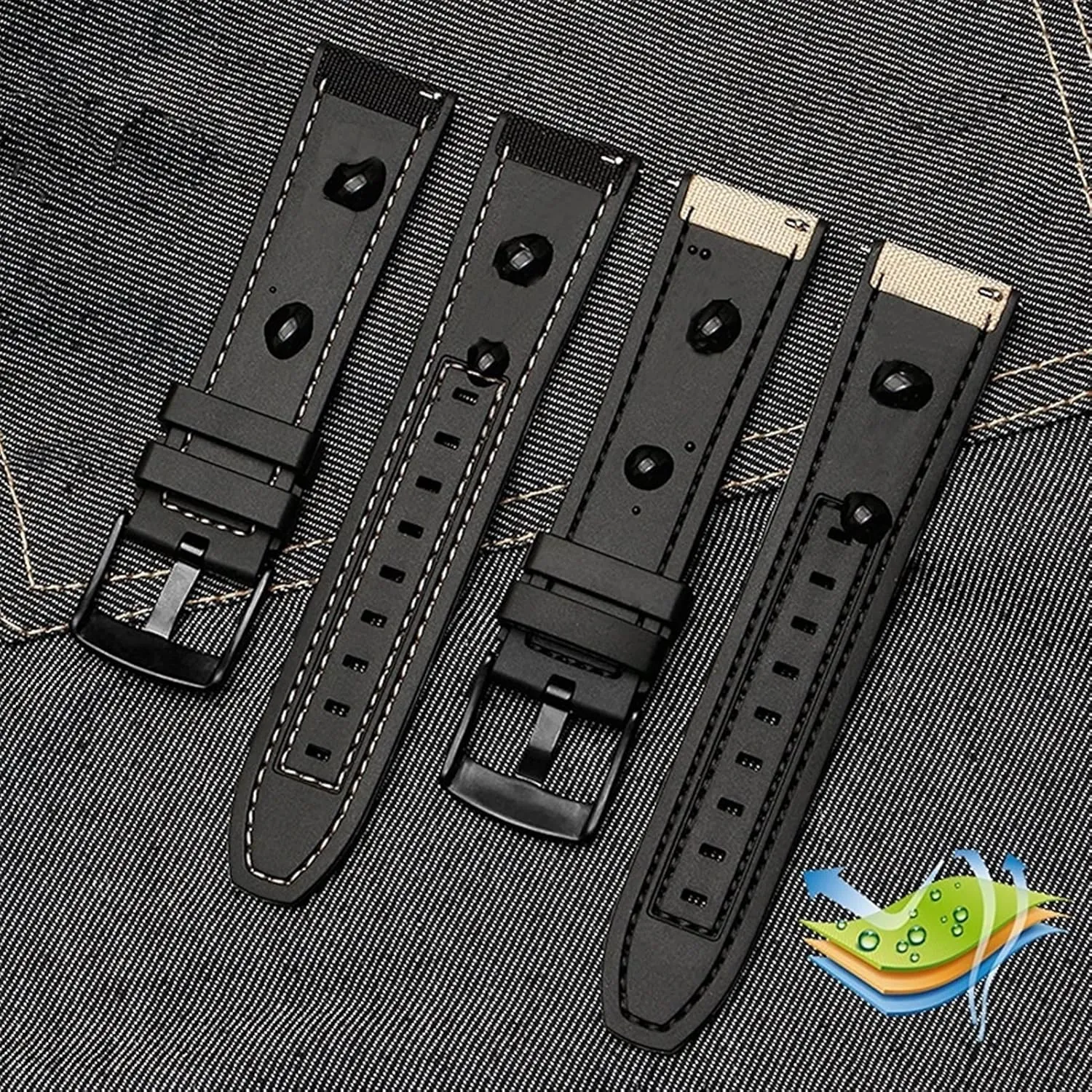 22mm Canvas Rubber Watch Strap Men Wrist Band Bracelet for MIDO M038/M038431A Series Soft Watchbands (Color : Black Black, Size : 22mm)