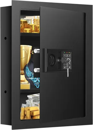 25.6" Tall Fireproof Wall Safes Between the Studs 16" Centers, Heavy Duty Combination Lock in Wall Safe with 3 Removable Shelf, Hidden Safe for Money, Jewelry, Document, Passport