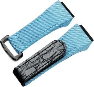 25mm Men Nylon Fabric with Leather Watchband for Richard Watch Mille Strap Band Bracelet Buckle for Spring Bar Version (Color : Blue, Size : 25mm)