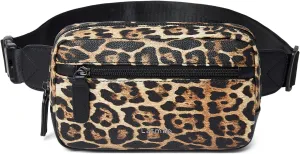 2L Fanny Packs Everywhere Belt Bag Small Fashion Crossbody Waist Pack Faux Leather Waterproof Sling Chest Bag For Women Leopard Print