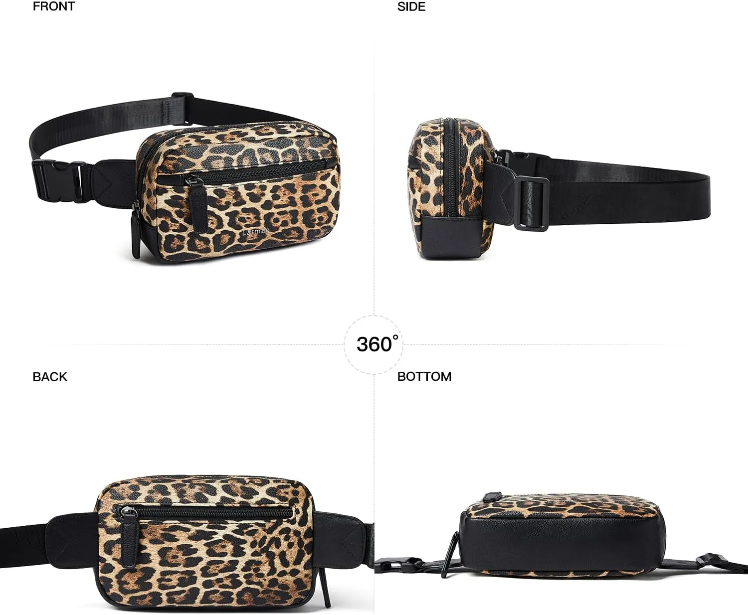2L Fanny Packs Everywhere Belt Bag Small Fashion Crossbody Waist Pack Faux Leather Waterproof Sling Chest Bag For Women Leopard Print