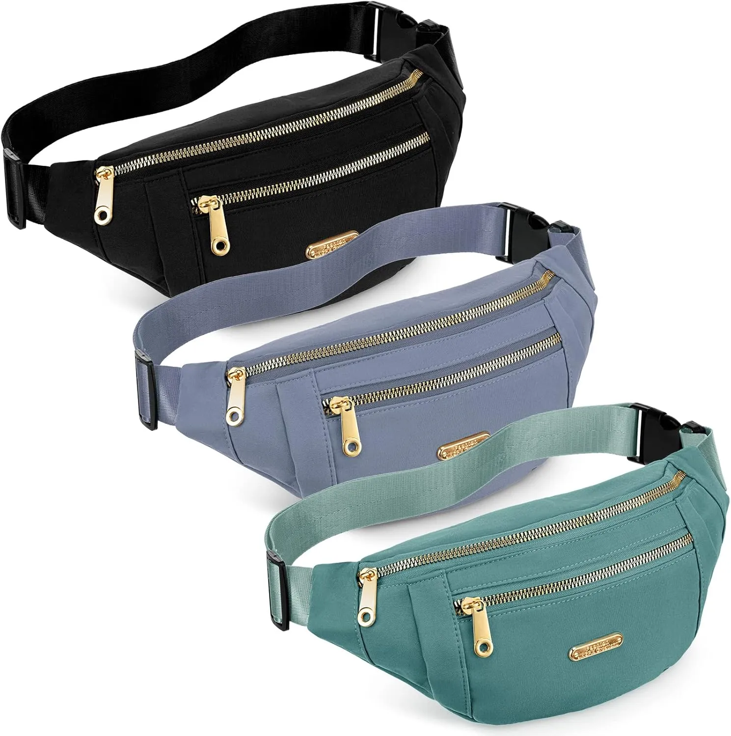 3 Pcs Waterproof Fanny Packs for Women and Men Waist Pack with Adjustable Strap Waist Pouch for Sports Running Exercise Walking Travel