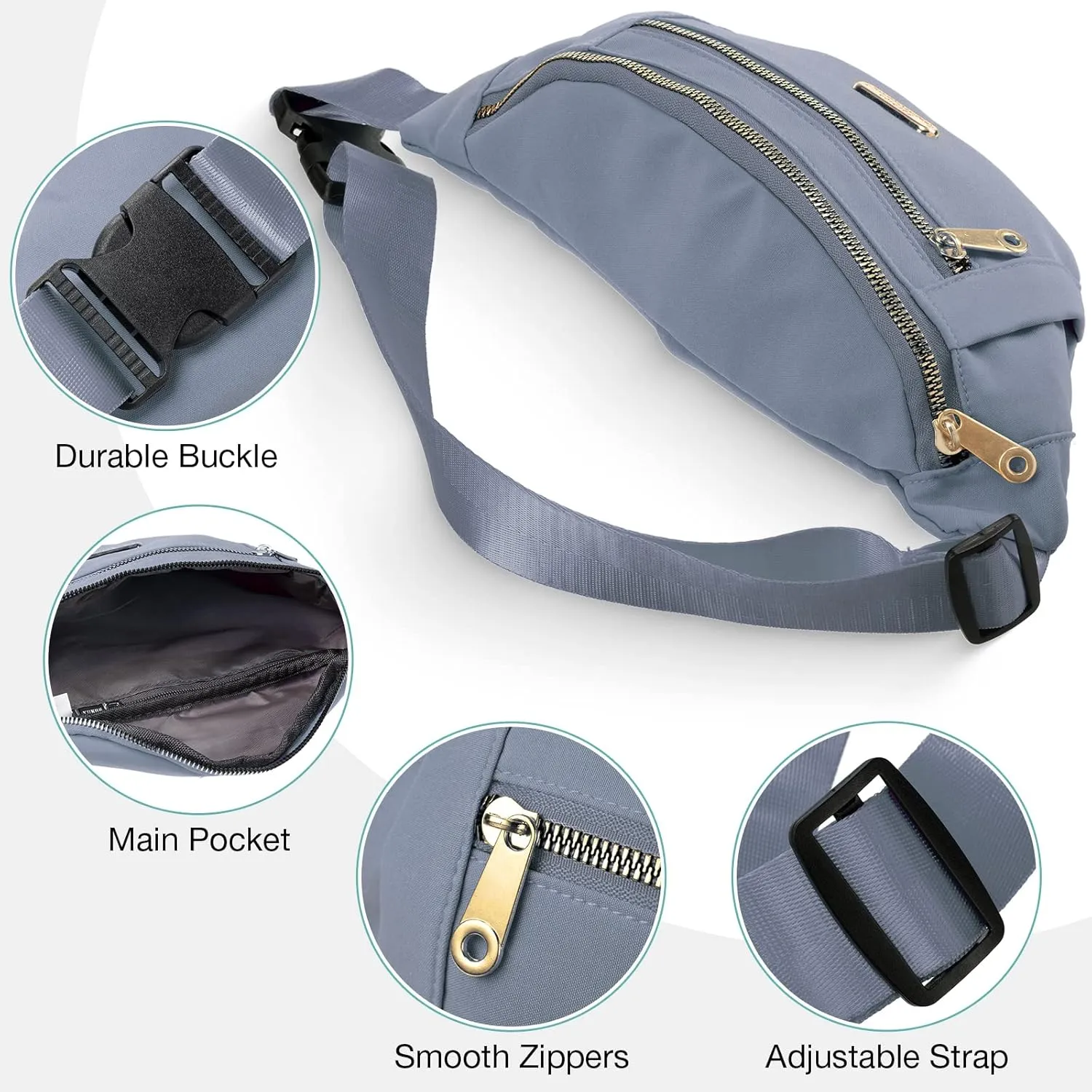 3 Pcs Waterproof Fanny Packs for Women and Men Waist Pack with Adjustable Strap Waist Pouch for Sports Running Exercise Walking Travel
