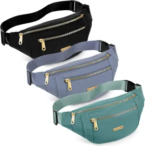 3 Pcs Waterproof Fanny Packs for Women and Men Waist Pack with Adjustable Strap Waist Pouch for Sports Running Exercise Walking Travel