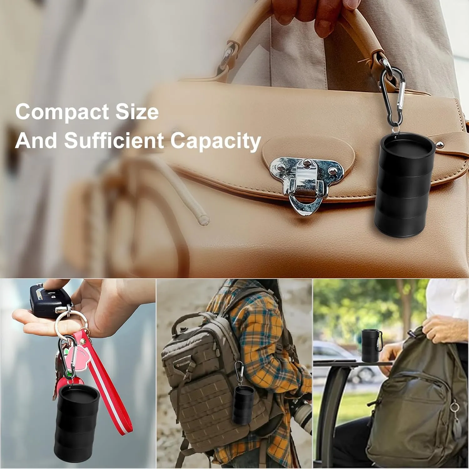 3-Tier Traveling Jewelry Holder Keychain, Backpack Jewelry Ring Keeper Keychain for Earrings, Necklaces, Wedding Ring Holder Keychain for Gym Sports Bag