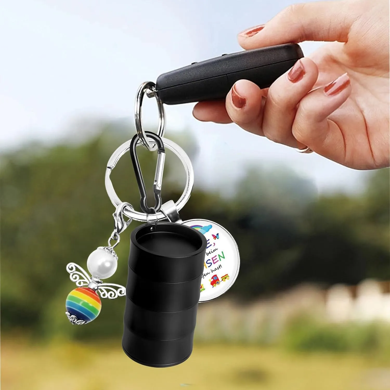 3-Tier Traveling Jewelry Holder Keychain, Backpack Jewelry Ring Keeper Keychain for Earrings, Necklaces, Wedding Ring Holder Keychain for Gym Sports Bag