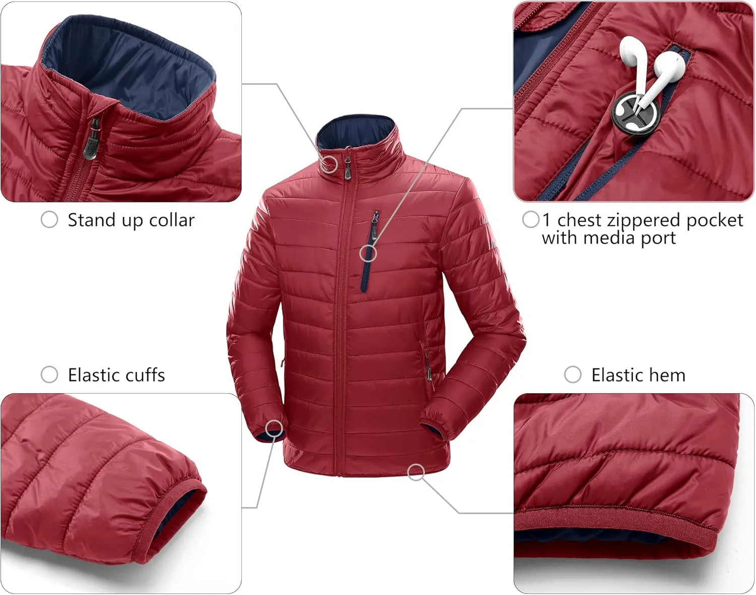 33,000ft Men's Puffer Jacket Lightweight Packable Winter Jacket