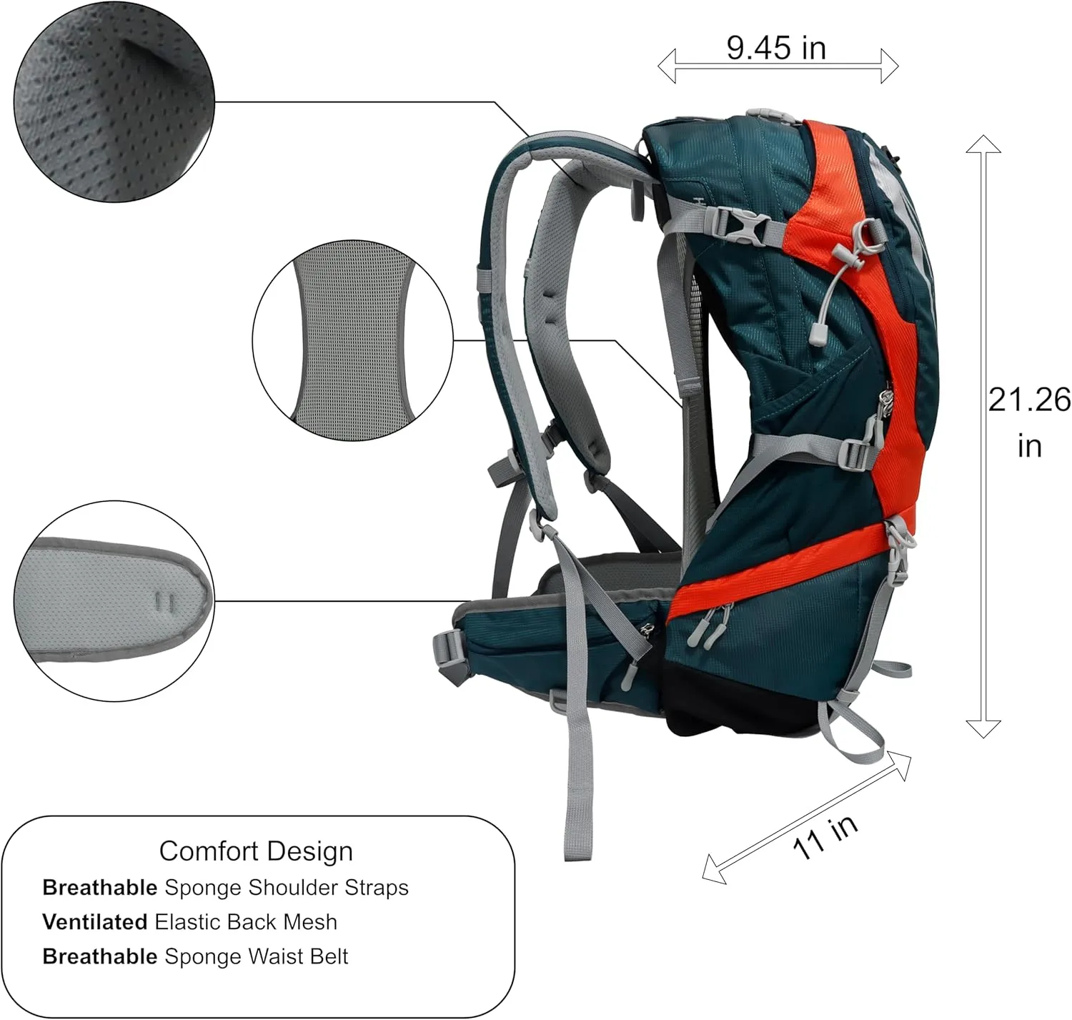 34L Lightweight Waterproof Hiking Backpack with Raincover & Foldable Mat for Outdoor Camping, Traveling(Navy Blue)