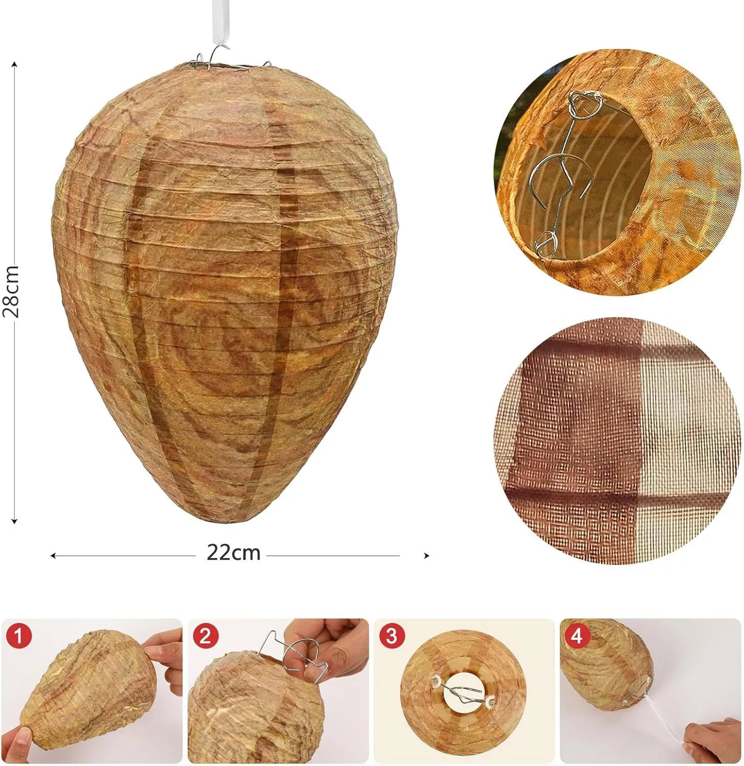 4 Packs of Fake Wasp Nests, Waterproof Material Wasps Nests