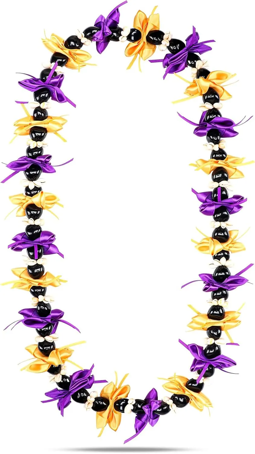 47 Inch Class of 2025 Kukui Nut Lei Hawaiian Graduation Money Lei Graduates Necklace with Shell and Ribbon Bow for Women Men