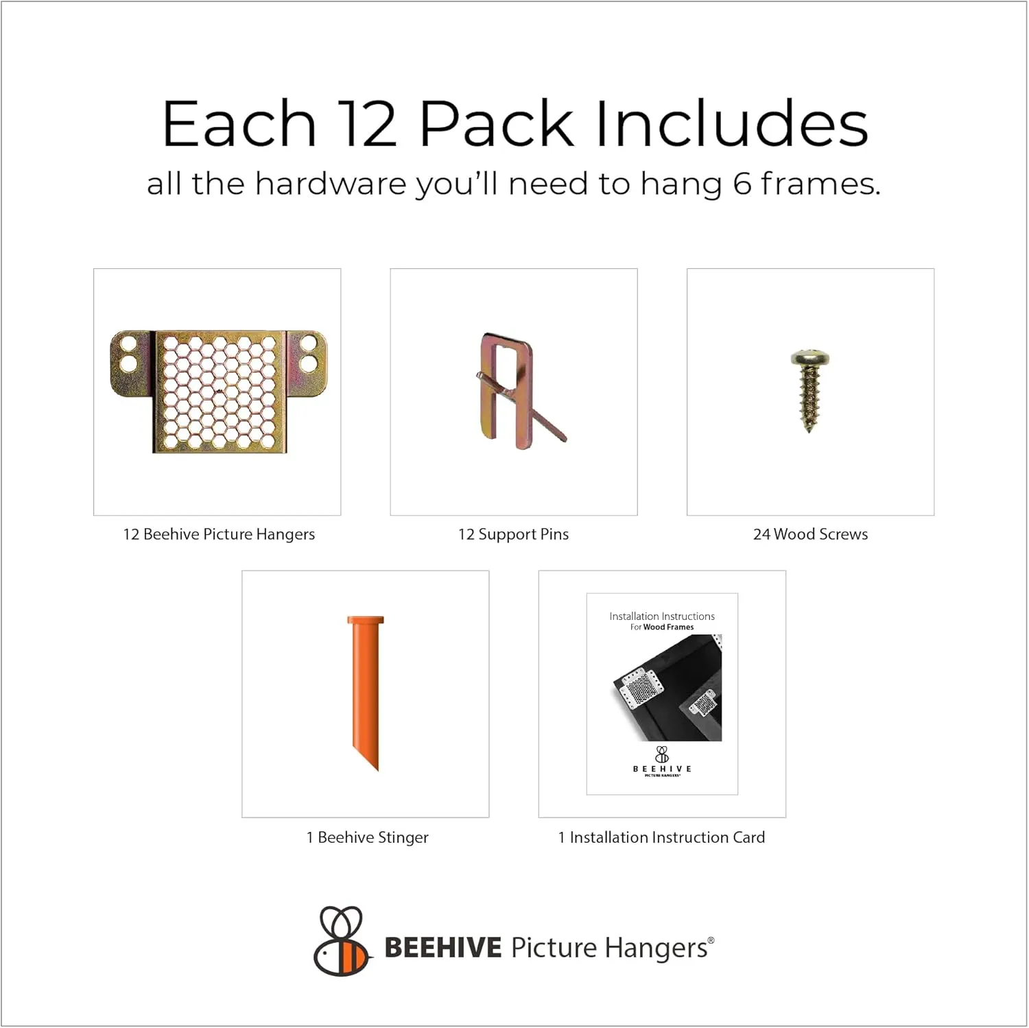 50 Pcs Picture Hanging Kit, The Ultimate Wood, Metal Channel and Canvas Picture Hangers For Drywall, Requires No Measuring to Hang Artwork and Office Decor, Hangs 6 Frames