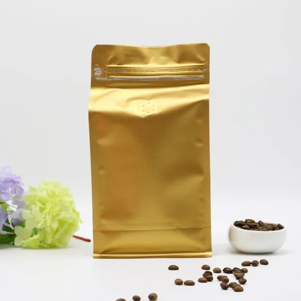 500g Box Bottom Coffee Pouch, Multi Matt Colours, Foil Lined, Tear Off Zip Lock, With / Without Valve