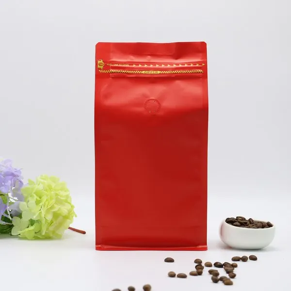500g Box Bottom Coffee Pouch, Multi Matt Colours, Foil Lined, Tear Off Zip Lock, With / Without Valve