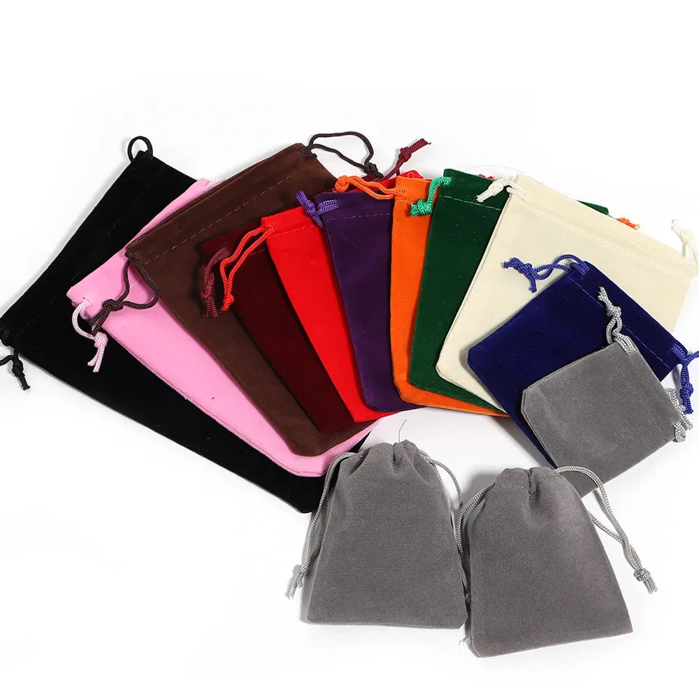 5–10pcs Velvet Drawstring Gift Bags – Multi-Size Jewelry & Candy Pouches